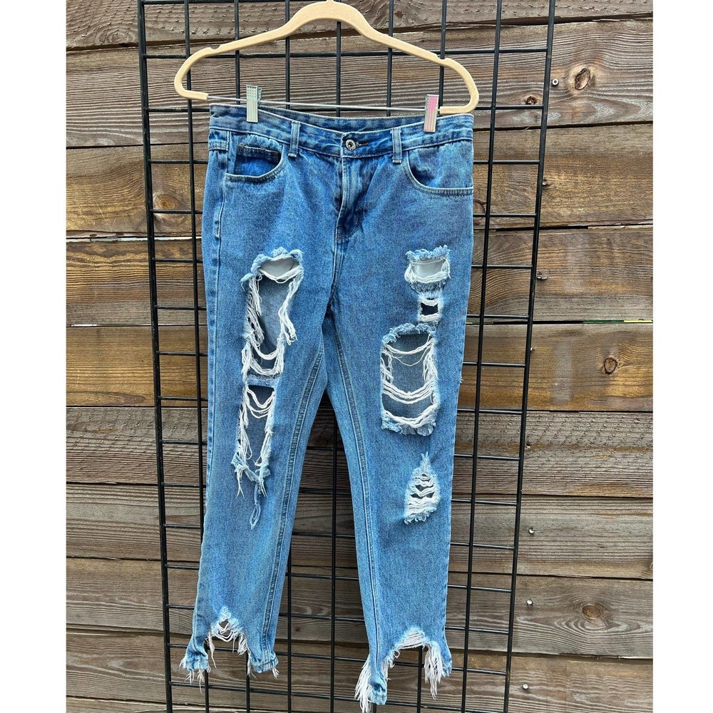 High Rise Destroyed Denim Jeans - ASOS size 6